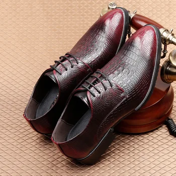

Men Leather Shoes Men Dress Shoes Crocodile Pattern Formal Wedding Shoes For Men Retro Brogue Shoes Luxury Brand Men's Oxfords