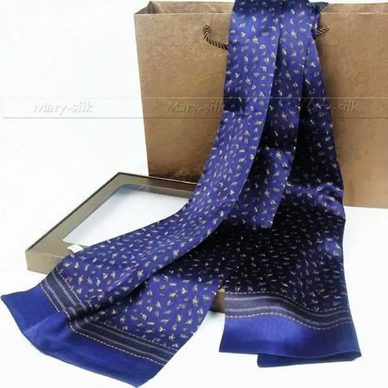 Fashion Mens 100% Silk Long Scarf/Cravat Scarives Double Layer 