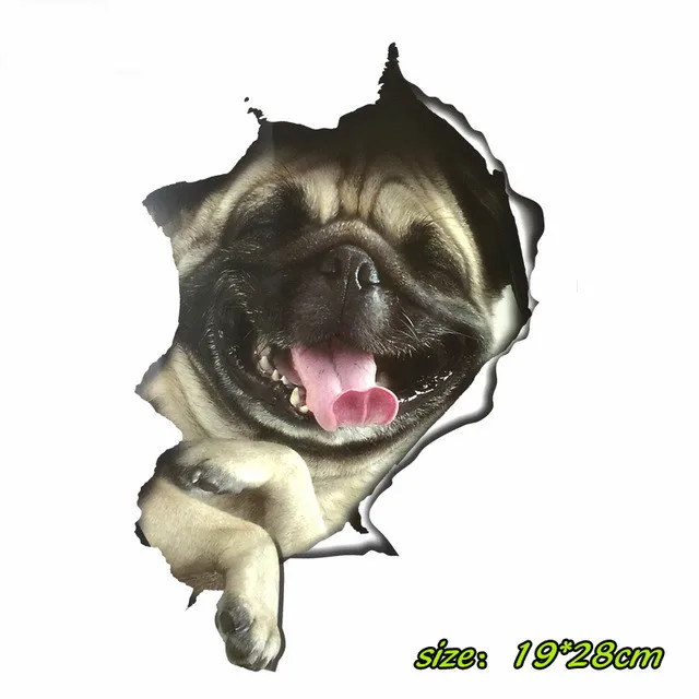 

pug dog Decal Fridge Skateboard car Stickers For Laptop Kids Gift Kitchen Home Decor Broken waterproof Cute Vinyl Decal sticker