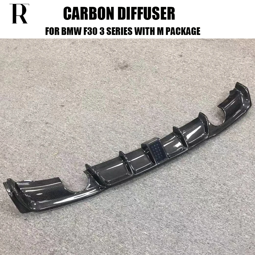  2 Outlet Stlyle Carbon Fiber Rear Bumper lip Diffuser with LED light for F30 318i 320i 328i 335i 34 - 32965282920