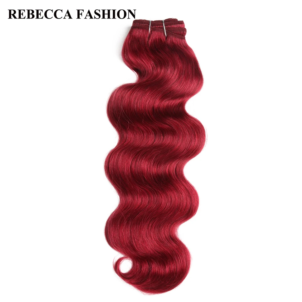 

Rebecca Remy Brazilian Body Wave Human Hair Bundles 1 PC Pre-Colored Burgundy Red Hair Weave Hair Extensions 113g Free Shipping