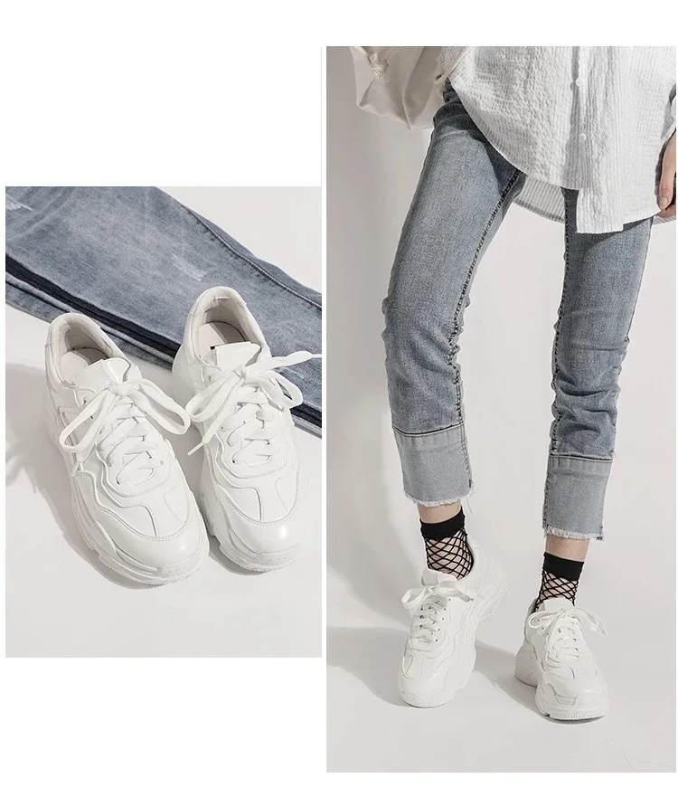 Spring Fashion Casual Women Shoes Woman White Shoes Flat Platform Sneaker Women Cross-strung Lace-Up Women Trainers