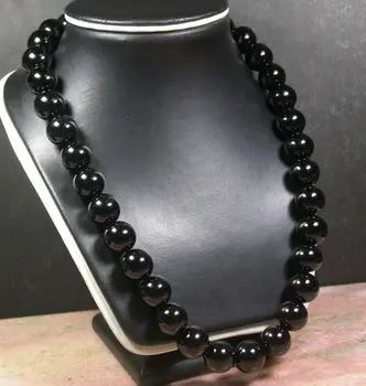 

CHINESE Jewelry Black beads Beaded Necklace 247363 beads 16 mm
