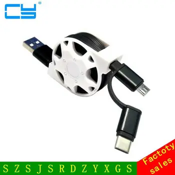 

1m/3ft Retractable 2 in 1 USB 3.1 Type-C Micro USB Sync Data Charger Cable For Android & Type C Phone