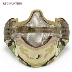 Outdoor Sports Steel Mesh Half Face Protective Mask Hunting Metal Wire Half Face CS Mask Mesh Airsoft Mask Paintball Resistant