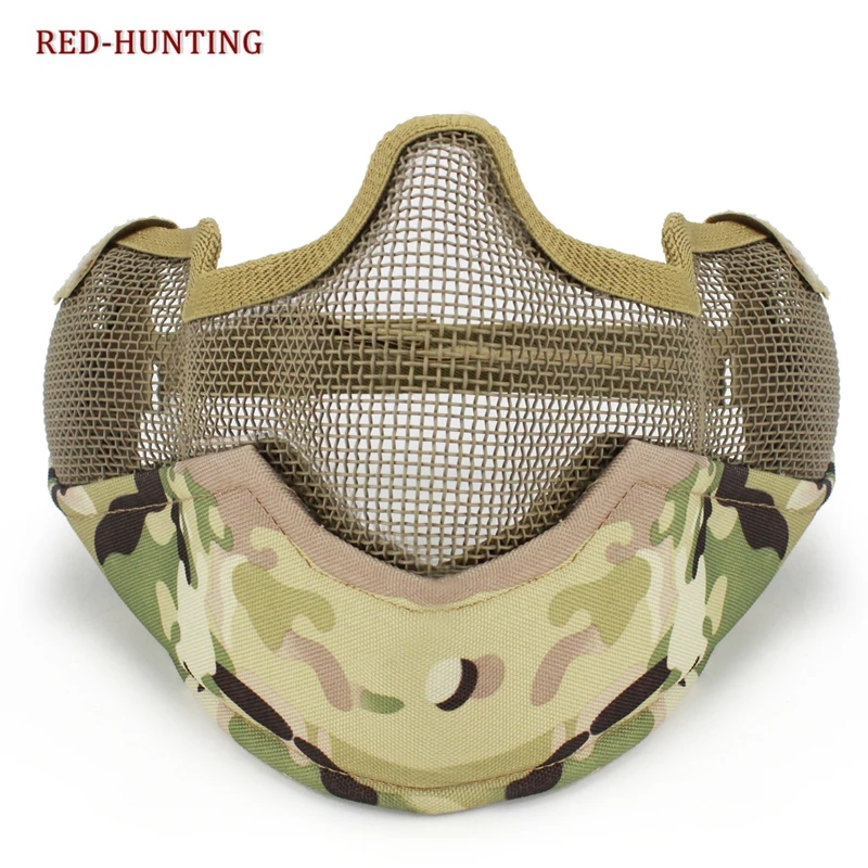 

Outdoor Sports Steel Mesh Half Face Protective Mask Hunting Metal Wire Half Face CS Mask Mesh Airsoft Mask Paintball Resistant