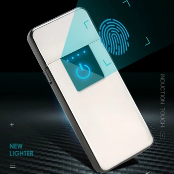 

Ultra Thin USB Cigarette Lighter Rechargeable Windproof Flameless Electronic Lighter Touch Induction Double Side Plasma Lighter