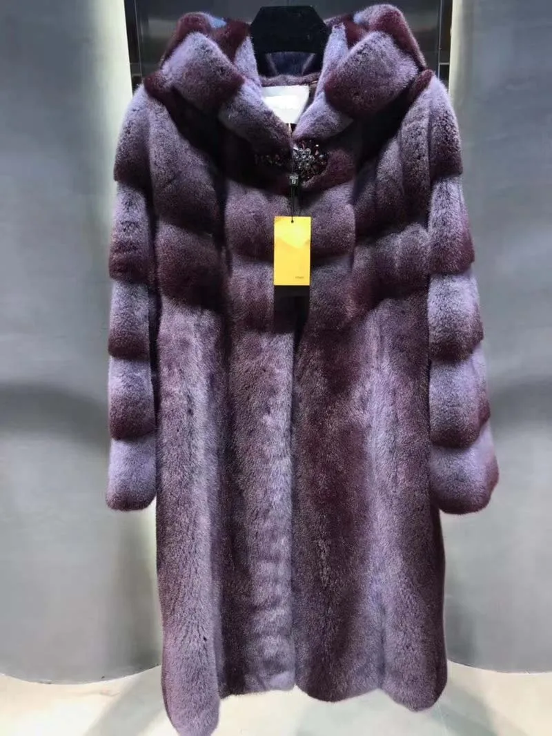 Super beautiful fur coat with hood high end atmosphere manteau femme ...