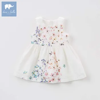 

Dave bella summer baby girls floral dress children Lolita lovely sleeveless clothes toddler infant costumes DB7690