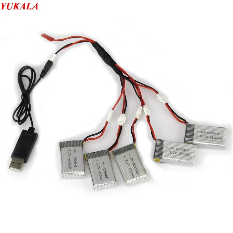 

YUKALA High Quality 3.7V 650mah Li-po Battery for X5C X5C-1 X5SW X5SC RC Quadcopter Spare Parts Power Adapter Charger