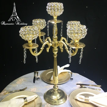 

4pcs/pack Wedding Gold or Silver Metal Candle holder with Crystal Beads Table Candelabra Centerpieces Decoration Home Decor
