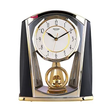 6 Inch Needle Desk Clock Silent Quartz Movement Table Clock Crystal Slow Swing Pendulum for Living room, bedroom, office