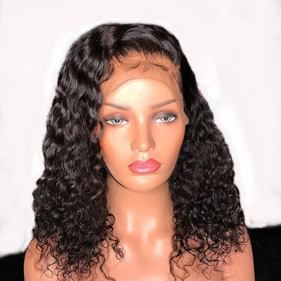 Short Curly Bob 13x6 Deep Part Lace Front Human Hair Wigs With Baby