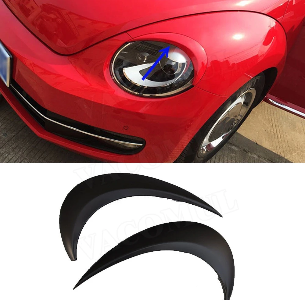 ABS Черная передняя фара веки люверсы Чехлы для VW Beetle A5 2012 2018 фары брови отделка