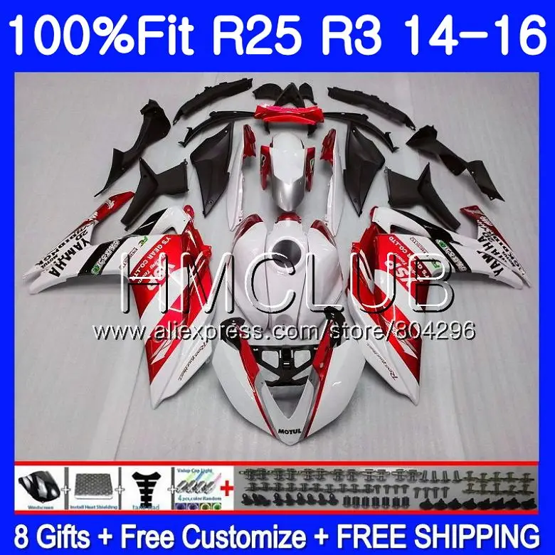 

Injection For YAMAHA YZF-R3 YZFR25 14 15 16 17 106HM.19 YZF R25 R3 R 25 YZF-R25 YZFR3 Red white 2014 2015 2016 2017 Fairings