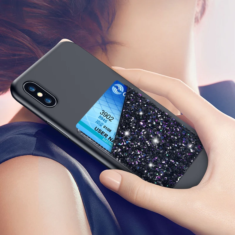 

Soft PU Adhesive Sticker For Cell Phone Case Wallet Credit Card ID Card Holder Pocket Stickers For iPhone 6 6S 7 8 Plus X Cover