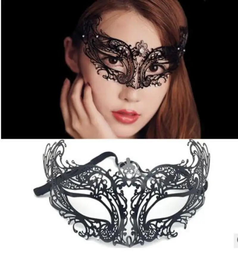 

High Quality Sexy Metal Venetian Mask with Diamond Dance Party Supplies