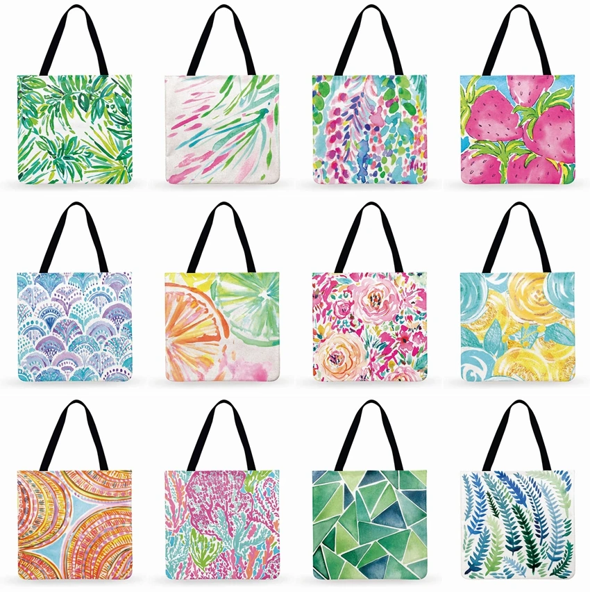 Женская сумка через плечо с принтом из зеленых листьев Сумка-тоут для Для женщин на открытом воздухе пляжная сумка складная модная, сумка, шоппинга Повседневная ручная сумка