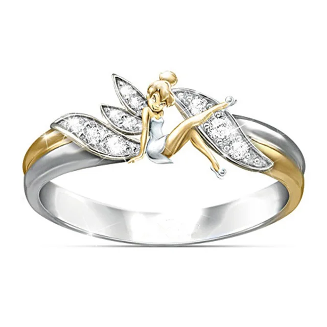 Exquisite Female Fashion Jewelry Wedding Rings Silver Cute Angel Flower Fairy Ri Exquisite Female Fashion Jewelry Wedding Rings Silver Cute Angel Flower Fairy Ri