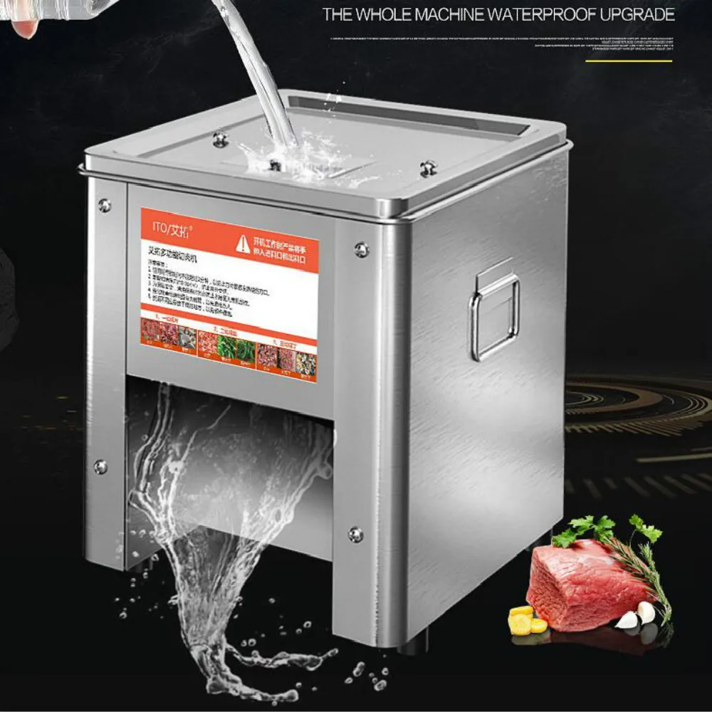 

Full stainless steel Electric meat slicer Commercial Fully automatic Slice cutter meat grinder Small desktop cutting machine