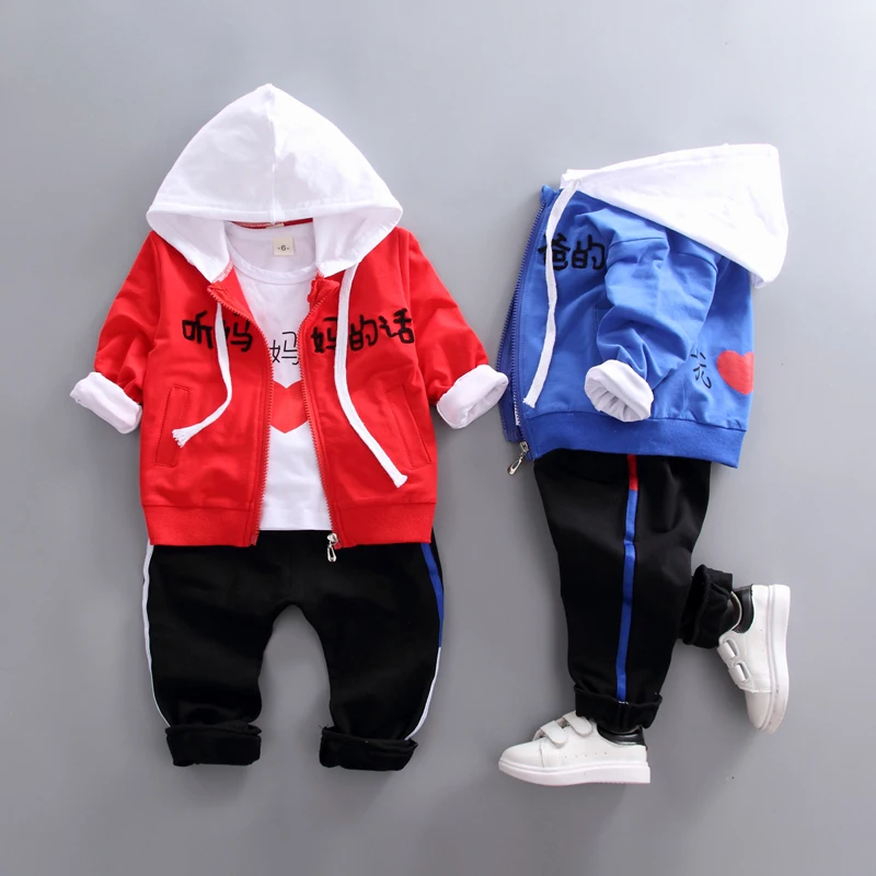 

ZWXLHH Hot Sell Baby Girls Boys Clothes Sets Infant Toddler Cotton Suits Coat+T Shirt+Pants Casual Kids Children Suits