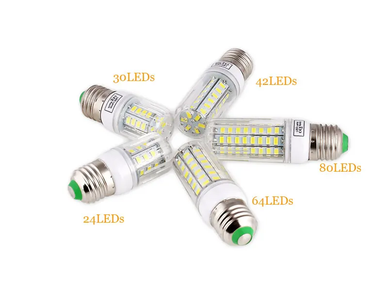 E27 E14 светодиодный светильник 5730 SMD лампы &quotКукуруза&quot 220V 24 30 42 64 80 s 7 Вт 12 15 20 25