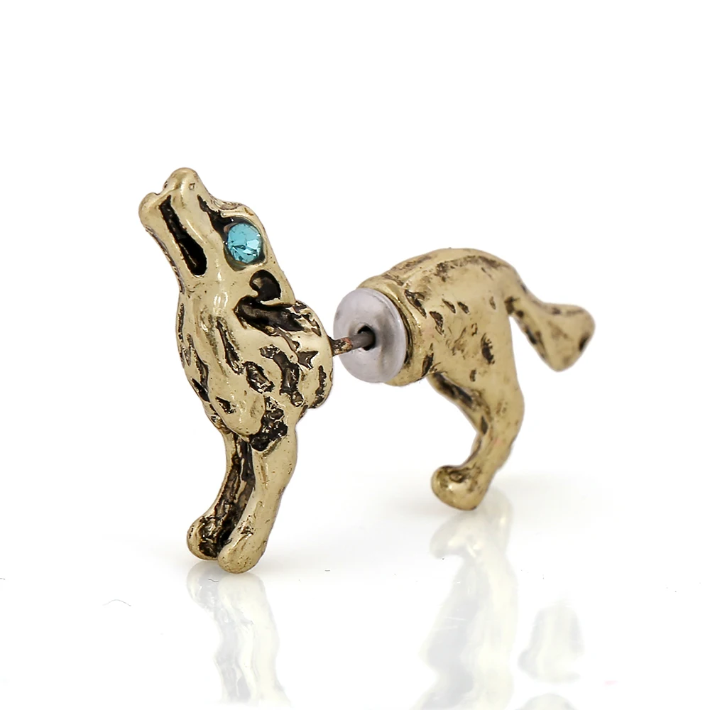 2017 New Fashion 3D Wolf Piercing Stud Earrings for Men Women Hyperbole