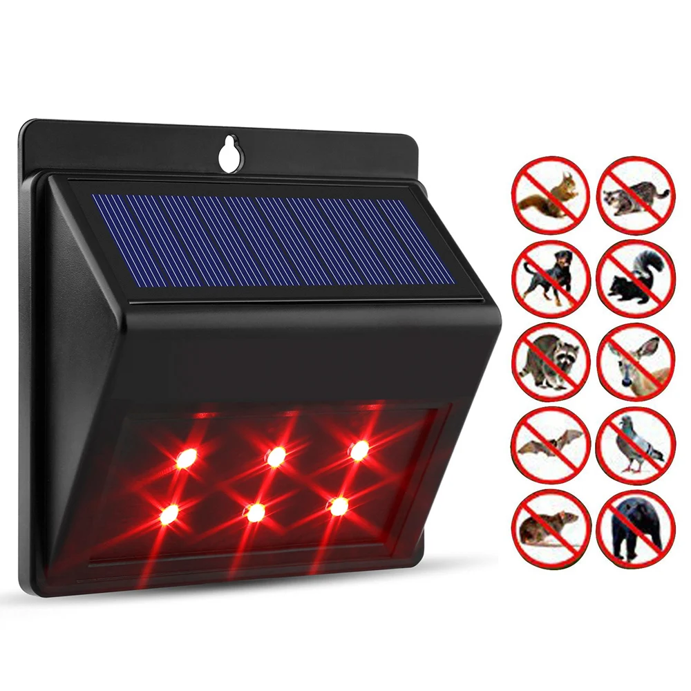 4/6LEDs Solar lamp Red LED Predator Deterrent Lights LED infrared PIR