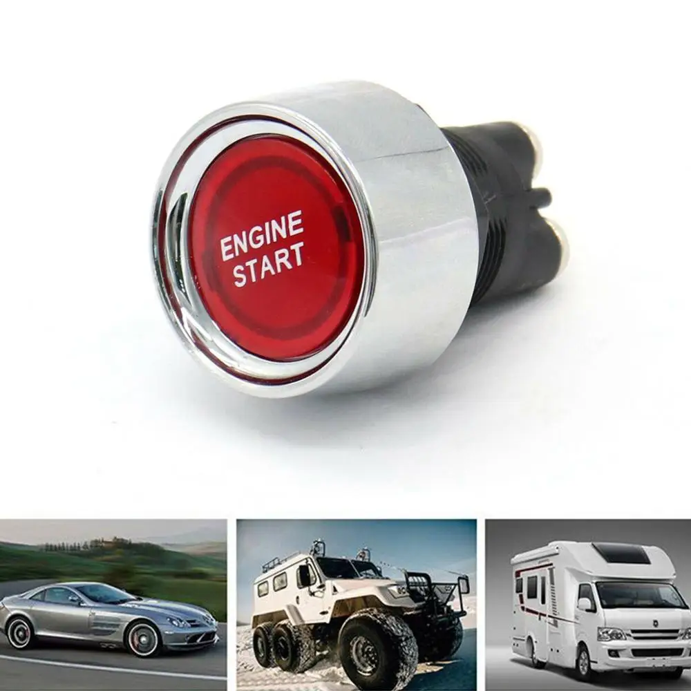 

Car SUV Engine Start Push Button 12V 50A DC OFF-(ON) Red LED Light Ignition Starter Power Switch