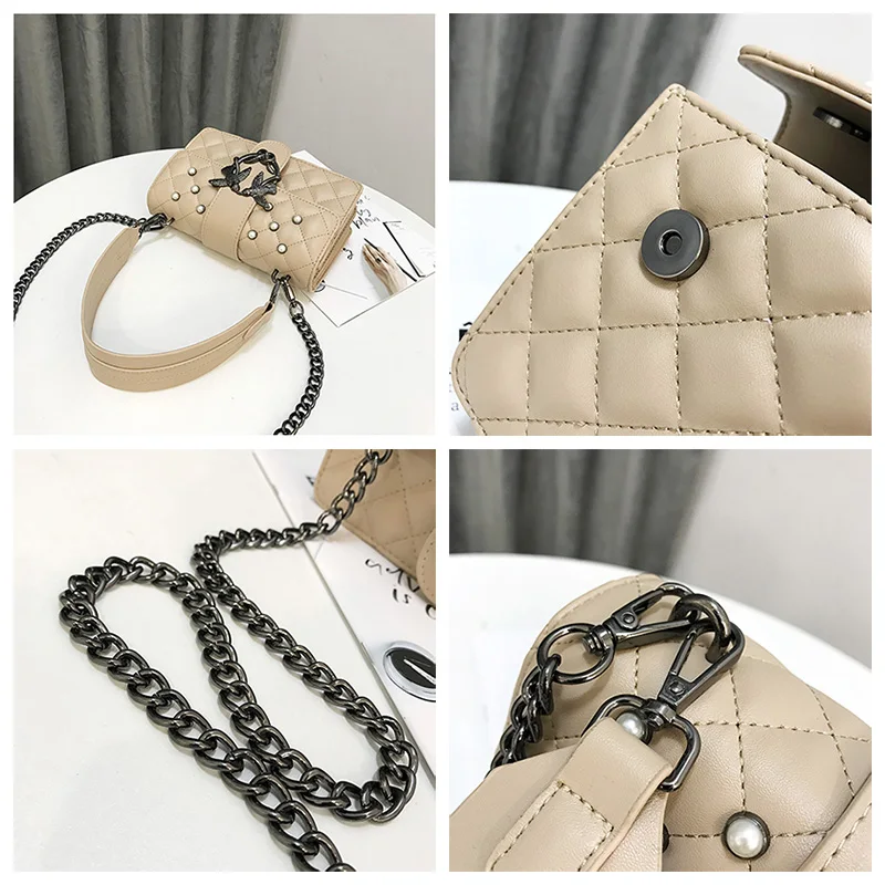 2018 Luxury Brand Women Chain Shoulder Bag pearl Messenger Bags Famous Designer Swallow Lock Lady Bag/Handbag Clutch Purse