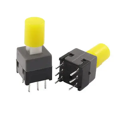 10 шт. 8,5x8,5 мм желтый колпачок pcb кнопочный выключатель тактильный переключатель замок 6 Pin DIP