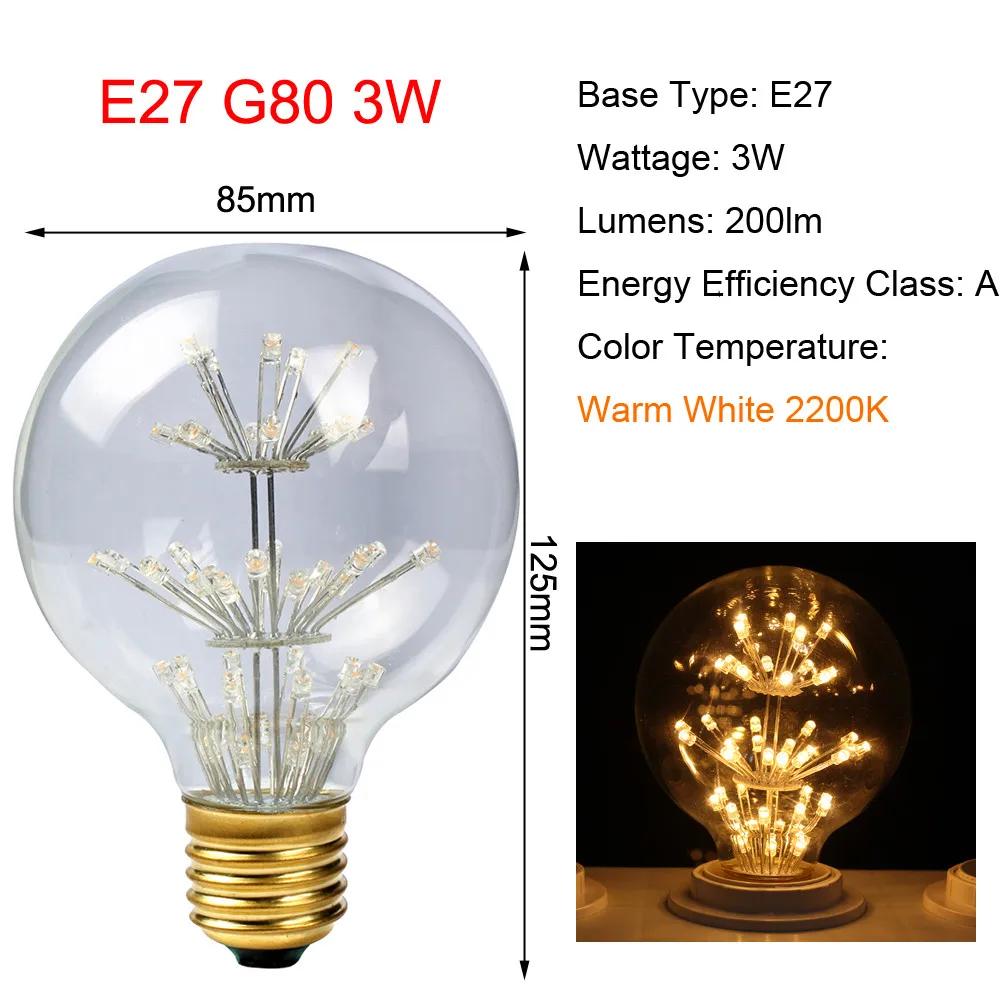 Ретро светодиодный E27 3 W 220 V светодиодный Edison Bulb теплый желтый Винтаж COB светодиодный накаливания энергосберегающая лампа с держателем