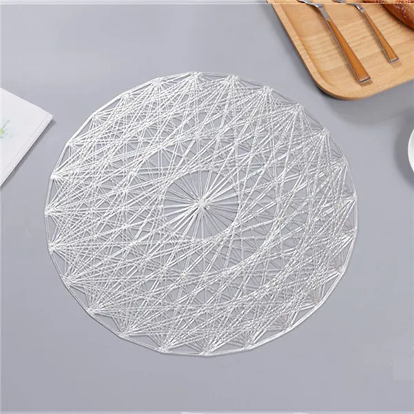 Creative Placemat For Dining Table PVC Hollow Heat-insulated Mats Rose Gold Waterproof Non-slip Coaster Pads Kitchen Appliance - Цвет: Silver