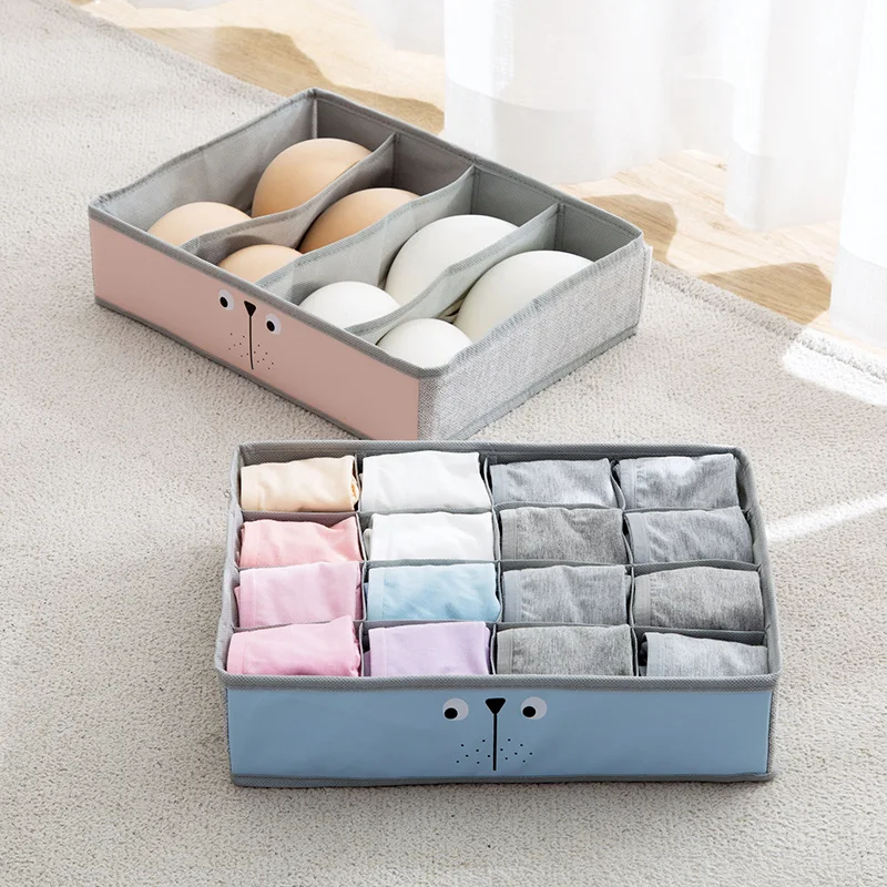 Cloth Underwear Storage Box Panties Plaid Finishing Box Organizer