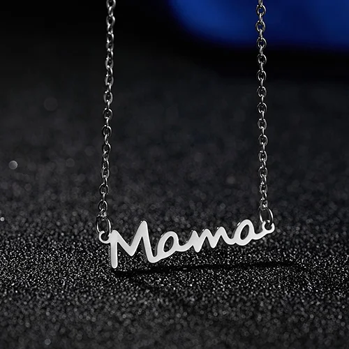 Ринху нержавеющая сталь нежная надпись "мама" ожерелье любовь кулон для матери ювелирные изделия для мамы день матери лучший подарок аксессуары - Окраска металла: Silver