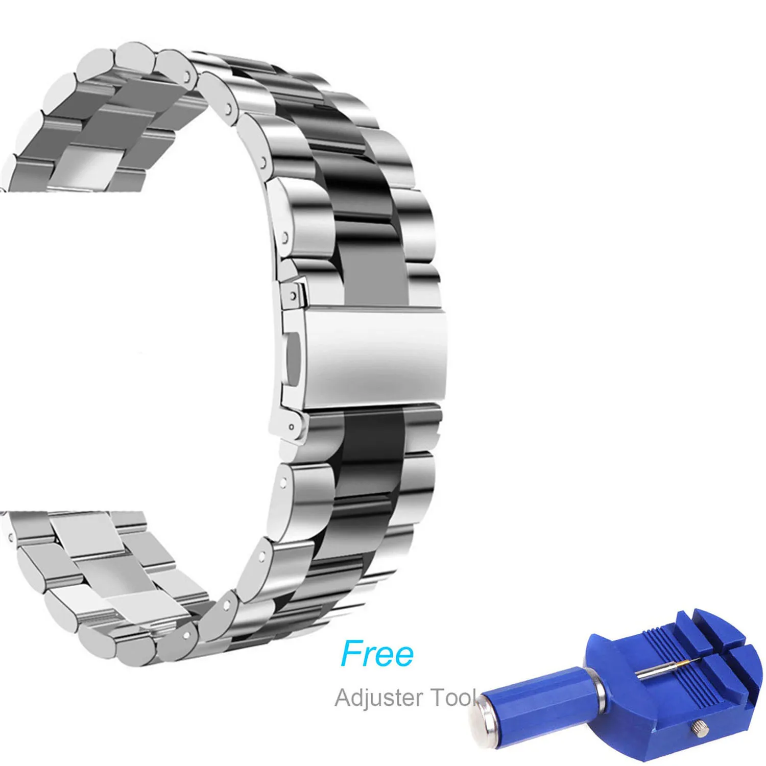 22 мм ремешок для часов из нержавеющей стали для samsung gear S3 Frontier S3 классический ремешок для Galaxy Watch 46 мм браслет с регулируемым инструментом - Цвет ремешка: Silver Black