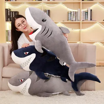 55-120cm Lifelike Giant Plush Sharks Toys Stuffed Animals Hammerhead Sharks Doll Pillows Cushion Toys for Children Birthday Gift 220cm stuffed animals giant removable crocodile doll for decorative pillows kids toys valentines day gift juguetes brinquedos