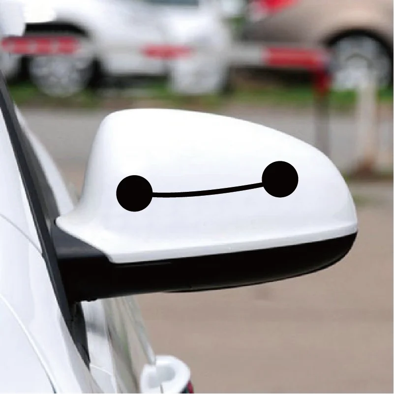 

2PC Cute Baymax Vinyl Car Sticker Funny Cartoon Car Decal for Car Rearview Mirror Window Decoration CA0666