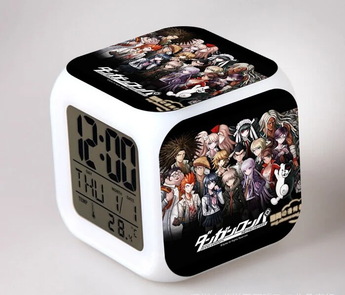 Японский аниме данганронпа Dangan Ronpa 7 цветов Изменение цифровой будильник 8 см