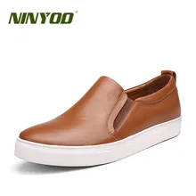 NINYOO/Осенняя модная обувь Для мужчин из натуральной кожи Повседневное Мокасины 36 37 дышащие слипоны кроссовки человек плюс Размеры 50 51 52