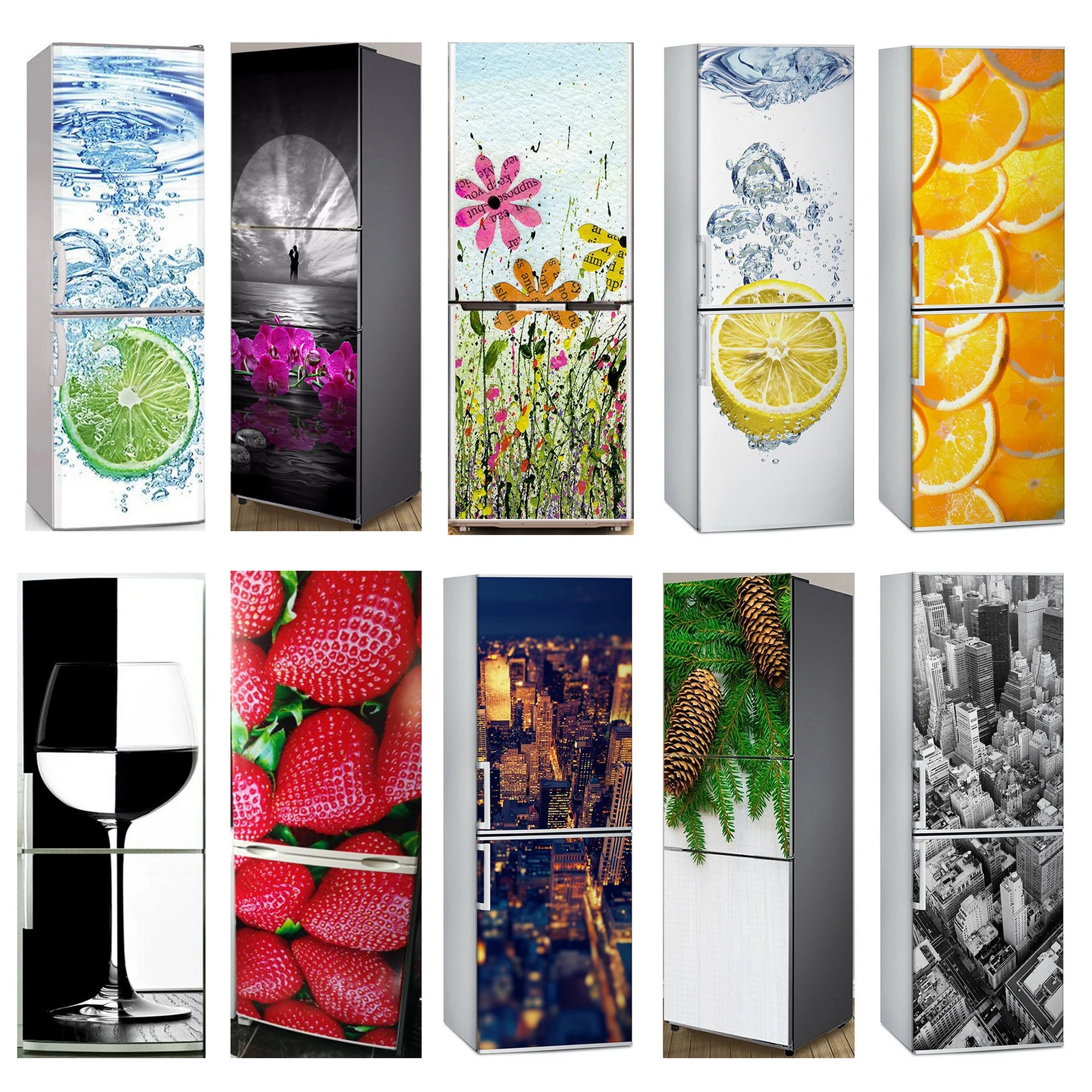3D Refrigerator Cover Wallpaper self-Adhesive Dishwasher Refrigerator Frozen Paste Broken Brick Picture Paper Children Art c3 60x180cm 