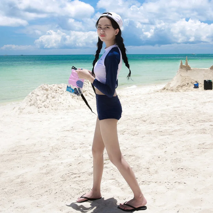 Для Женщин Пуш-Ап купальный костюм танкини купальная одежда бикини женские Монокини, пляжная одежда купальный костюм корейский длинный рукав высокая талия