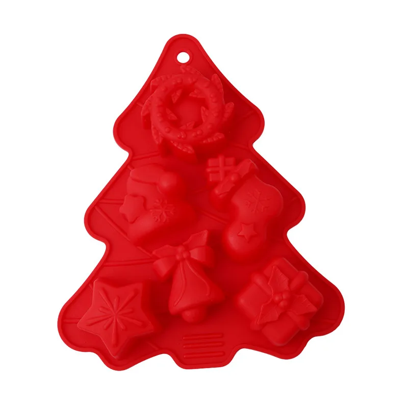 

1PC Red Christmas Tree Shaped Silicone Molds Baking Cake Mold for Muffin, Soap Cupcake Pudding EJ896328