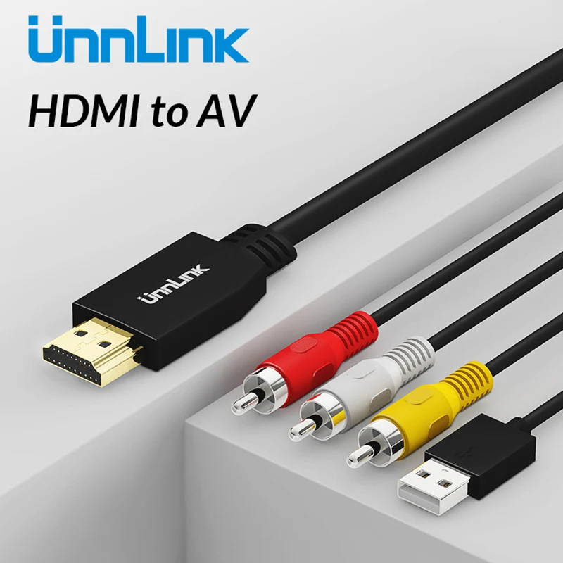Unnlink 1.5m HDMI to AV 3RCA Cable HDMI to CVBS Video Audio Adapter