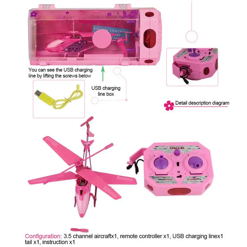 Мини прекрасная принцесса розовый RC вертолет игрушка пульт дистанционного управления 3,5 канал RC вертолет Летающий Дрон игрушка для девочки подарок