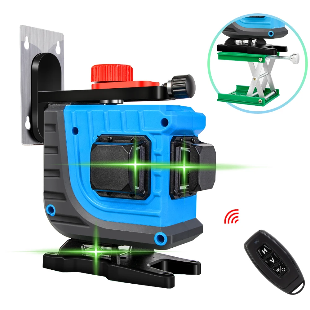 

12 Lines 3D Green Laser Level Wireless Remote Self-Leveling 360 Horizontal & Vertical Cross Lines Green Laser Line With Battery