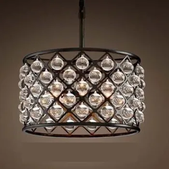 

European style Pendant lamps old iron art rust colored crystal living room restaurant shop bedroom bar pendant lights LU80111