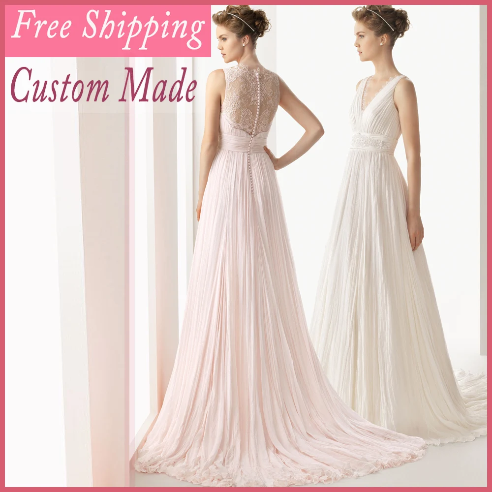 

2019 A-Line Custom Made Pink/White Lace And See Through Wedding Guest Dresses Bride Dress Free Shipping MH231