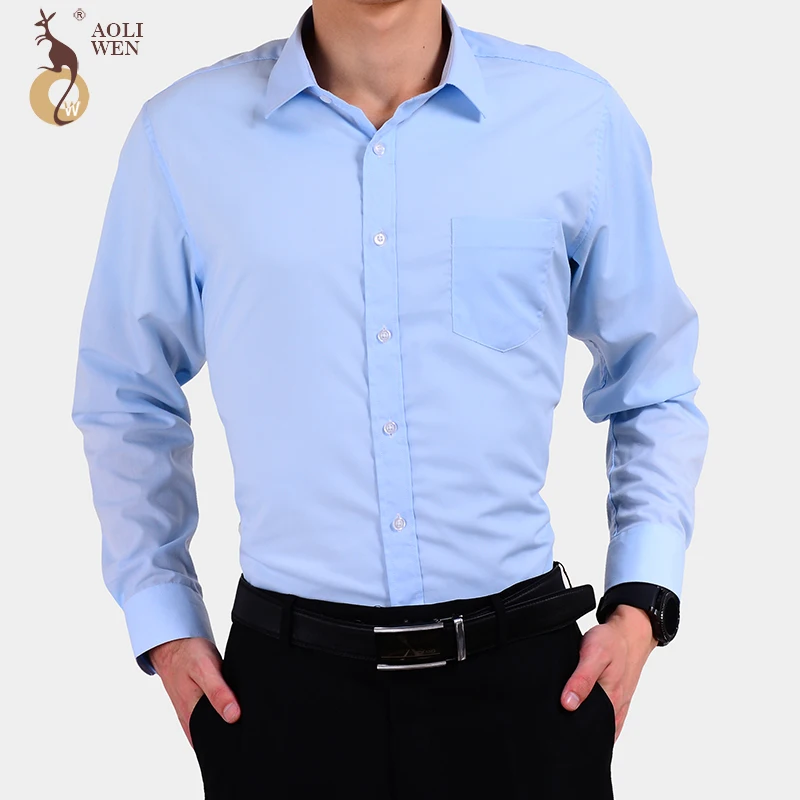Achat Aoliwen 2018 Nouveau Automne Mode Hommes de Vêtements Hommes de Manches Longues Solide Couleur Rayures Casual Coton de La Société Des Hommes vêtements Chemise