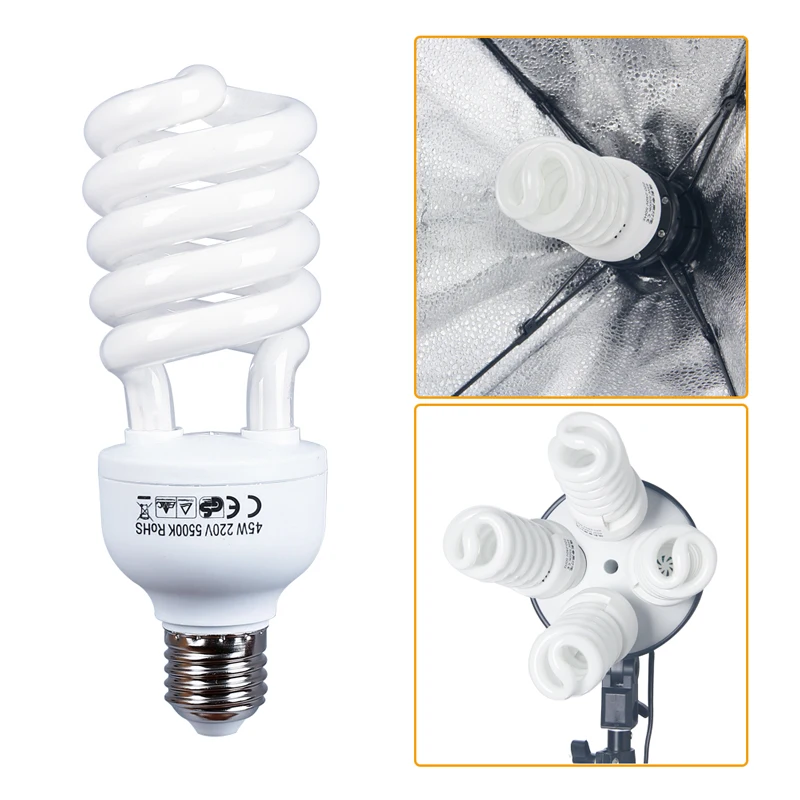  4 Pieces E27 LED Video Light 220V 5500K 45W Photo Studio Bulb Video Daylight Light Lamp Photography - 33003333831